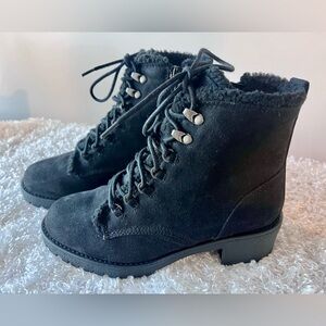 Sugar Suede Black Lace Up Boots